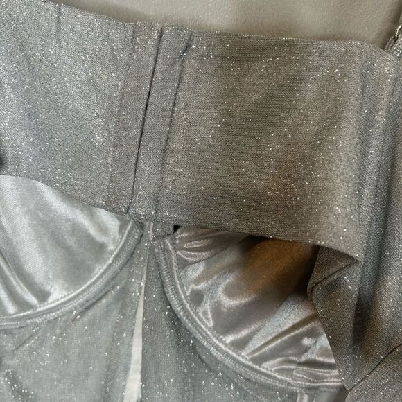 ASOS Design Glitter Corset Bodice Mini Dress NWT - Picture 7 of 8
